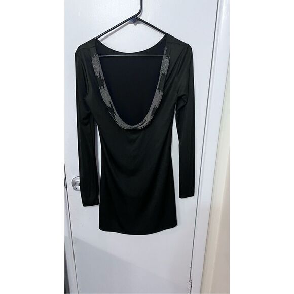 Parker Women's Silk Open Back Long Sleeve Bodycon Mini Dress Black Size Small - Picture 5 of 13